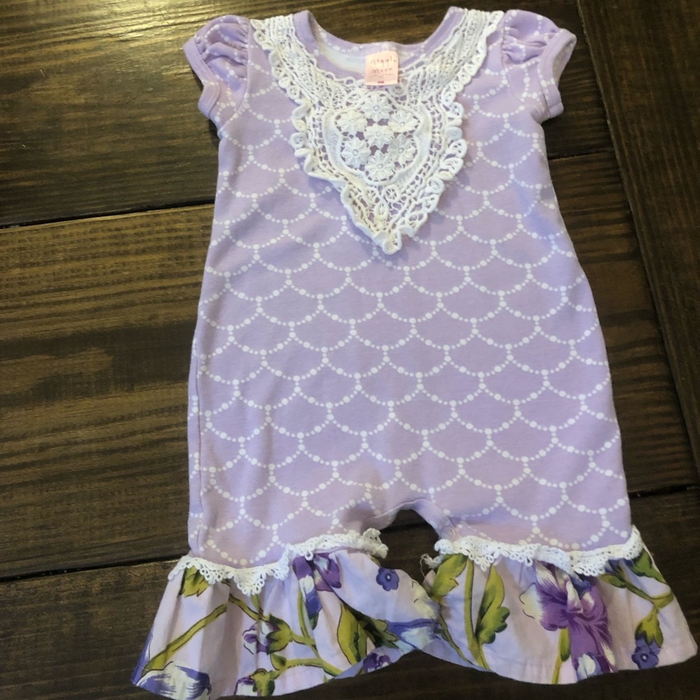 Giggle moon purple romper 9 months